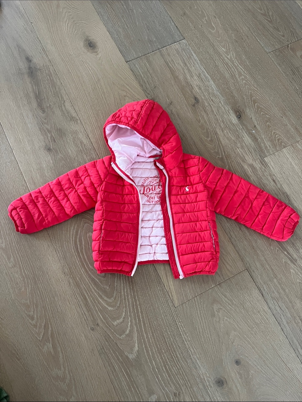 Joules Red Quilted Hooded Puffer Jacket